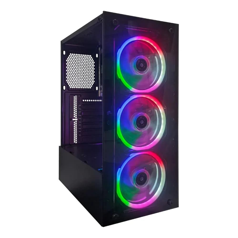 Gabinete gamer RGB com lateral em vidro