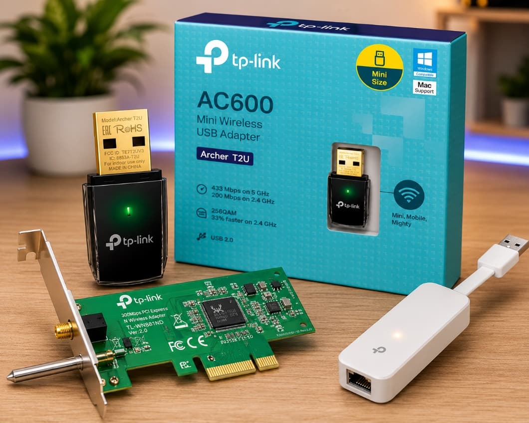 Placa de rede e adaptador Wi-Fi